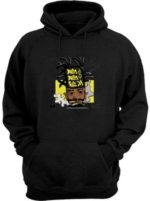 The Wert Unisex Arte Hip Hop Dolla Bill'ya Baskılı Siyah Normal Kalıp Şardonlu Kalın Sweatshirt