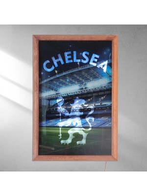 Veraart Işıklı Pleksi Futbol Temalı Sürpriz Tablo Chelsea Fc Dekoratif Ayaklı Biblo