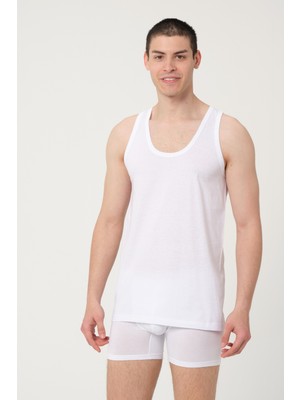 Fsm1453 Erkek Pamuklu Süper Ince Süprem Penye Comfort Fit Beyaz Atlet -380