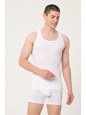 Fsm1453 Erkek Süper Ince Pamuklu Kaşkorse Beyaz Atlet - 491