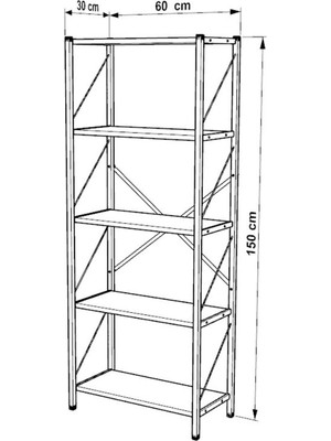 VayLife Dekoratif 5 Raflı Kitaplık 150 x 60 Ceviz