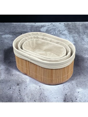 Yzhome 3 Lü Oval Bambu Organizer Düzenleyici Saklama Kutusu Sepet