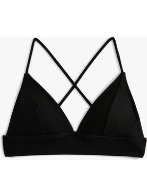Koton Üçgen Bikini Üstü Dokulu Çapraz Askılı Kaplı