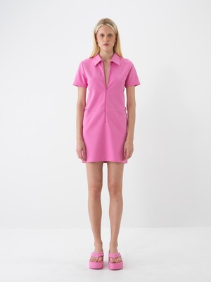 Xint Polo Yaka Pamuklu Regular Fit Mini Elbise