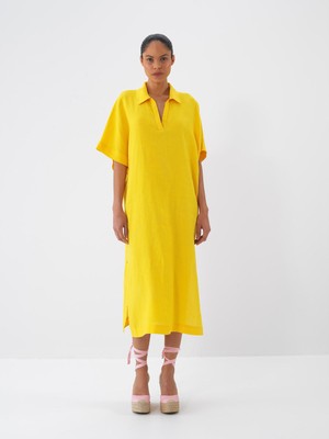 Xint %100 Keten Oversize Elbise