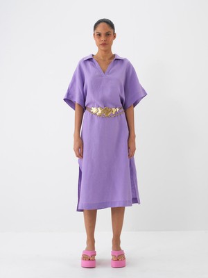 Xint %100 Keten Oversize Elbise