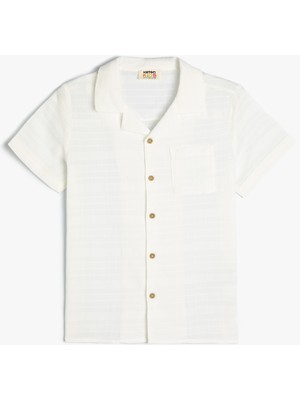 Koton Kısa Kollu Gömlek Beyaz Renkli Erkek Çocuk Modern Stil Cep Detaylı 6 - 7 Yaş