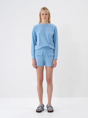 Xint Kadın Mavi Regular Fit Pamuklu Basic Şort