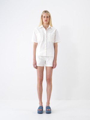 Xint Kadın Ekru Oversize Pamuklu Şort