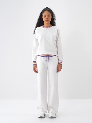 Xint Kadın Ekru Pamuk Dokulu Oversize Sweat Pantolon