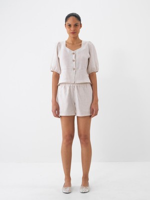 Xint Kadın Naturel Regular Fit Keten Basic Şort