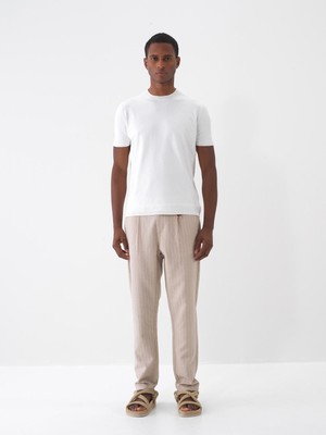 Xint Erkek Taş Rengi Keten Karışımlı Slim Fit Jogger