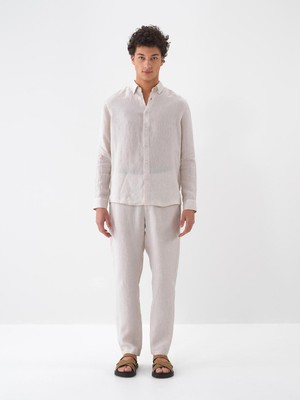 Xint Erkek Naturel %100 Keten Regular Fit Pantolon