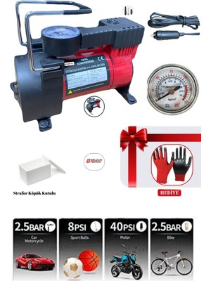 Stanvolt Araba Oto Araç Lastik Şişirme Pompası 150 Psi Metal Gövde Kompresör