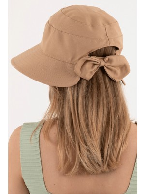 Hat Town Fiyonk Detaylı Keten Bucket Kadın Şapka