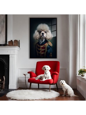 Metal Çerçeveli Temperli Cam Tablo Üniformalı Poodle