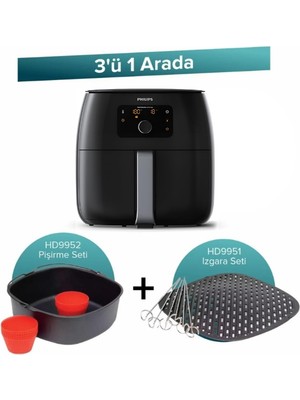 Philips 3 Ü 1 Arada Set Xxl 7,3 Lt Airfryer HD9952 Pişirme Seti HD9951 Izgara Seti, Luciole + Lambader
