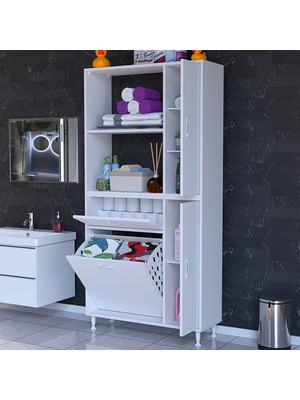 Modilayn Mis Urla Yenice 90 x 183 x 31,5 cm Kirli Çamaşır Sepetli Banyo Dolabı