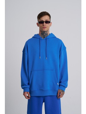 Machinist Erkek Kapüşonlu Oversize Saks Sweatshirt