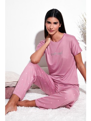 Lela Regular Fit Bisiklet Yaka Kısa Kollu Pijama Takımı Bayan Pijama Takımı 65750107