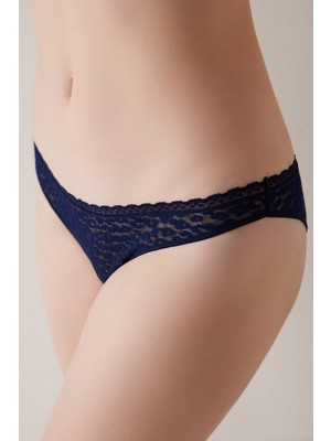 Penti Easy Lace Dantel V Kesim Lacivert Brazilian Külot