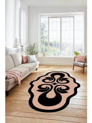 Evdeya Dijital Baskılı Kaymaz Yıkanabilir Lazer Kesim Şık Yolluk Mutfak Salon Halısı, Lazer-04-Kahve,