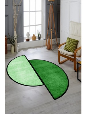 Evdeya Şık Görünümlü Yıkanabilir Kaymaz Lazer Kesim Yolluk Mutfak Salon Halısı, Lazer-26-Yeşil,