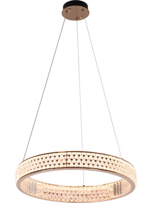 Yoko 60'lık Yuvarlak Gold Kaplamalı 64 Watt LED Sarkıt Modern Tasarım Mutfak Salon 3 Renk Ledli Avize