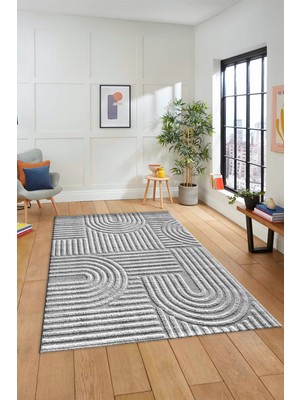 Evdeya Dijital Baskılı Kaymaz Taban Yıkanabilir Sade Desen Yolluk Mutfak Salon Halısı, Sade-01-Gri,
