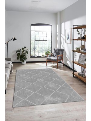 Evdeya Dijital Baskı Kaymaz Yıkanabilir Sade Şık Motifli Yolluk Mutfak Salon Halısı, Sade-41-Gri,