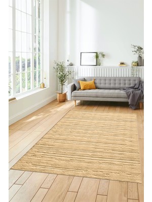 Evdeya Düz Renk Sade Motifli Dijital Kaymaz Taban Yıkanabilir Yolluk Salon Halısı, Sade-32-Kahve,