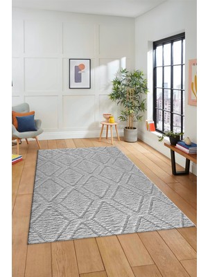 Evdeya Dijital Baskılı Kaymaz Taban Yıkanabilir Kilim Desen Yolluk Mutfak Salon Halısı, Sade-02-Gri,