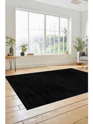 Evdeya Düz Renk Sade Desen Dijital Kaymaz Taban Yıkanabilir Yolluk Salon Halısı Sade-37-Antrasit