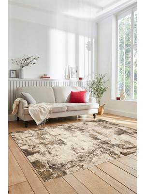 Evdeya Düz Renk Sade Desen Dijital Kaymaz Taban Yıkanabilir Yolluk Salon Halısı, Sade-25-Kahve,
