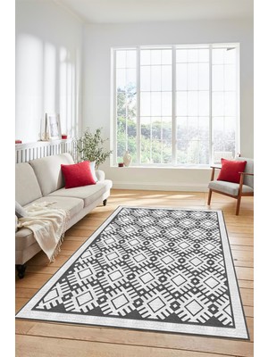 Evdeya Kilim Desenli Dijital Kaymaz Yıkanabilir Sade Yolluk Mutfak Koridor Salon Halısı, Sade-19-Beyaz,