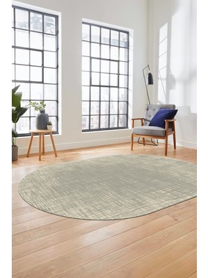 Evdeya Baskılı Kaymaz Taban Yıkanabilir Sade Düz Desen Oval Yolluk Mutfak Salon Halısı, O-Sade-14-Krem,