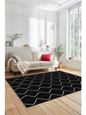 Evdeya Düz Renk Dijital Kaymaz Yıkanabilir Sade Yolluk Mutfak Koridor Salon Halısı, Sade-23-Siyah,