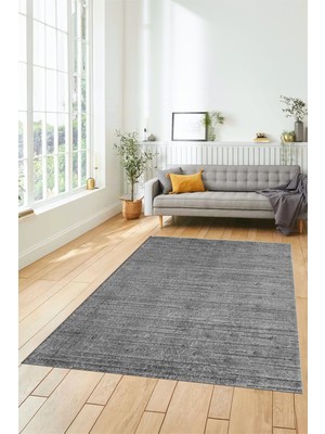 Evdeya Düz Renk Sade Motifli Dijital Kaymaz Taban Yıkanabilir Yolluk Salon Halısı, Sade-31-Gri,