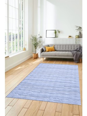 Evdeya Düz Renk Sade Motifli Dijital Kaymaz Taban Yıkanabilir Yolluk Salon Halısı, Sade-32-Mavi,