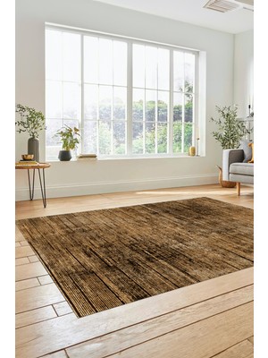 Evdeya Düz Renk Sade Desen Dijital Kaymaz Taban Yıkanabilir Yolluk Salon Halısı, Sade-37-Kahve,