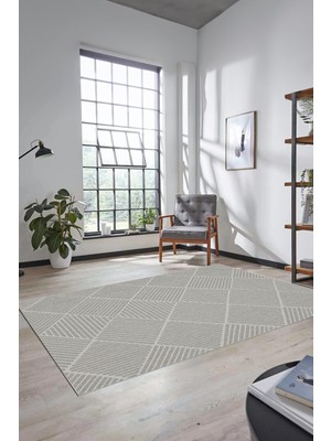 Evdeya Dijital Baskı Kaymaz Yıkanabilir Sade Yolluk Mutfak Koridor Salon Halısı Sade-46-Krem