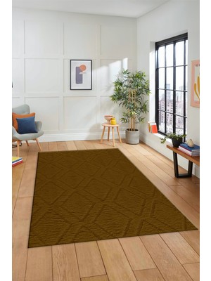 Evdeya Dijital Baskılı Kaymaz Taban Yıkanabilir Kilim Desen Yolluk Mutfak Salon Halısı, Sade-02-Kahve,