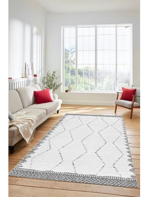 Evdeya Dijital Kaymaz Taban Yıkanabilir Sade Kilim Desen Yolluk Mutfak Salon Halısı, Sade-17-Gri,