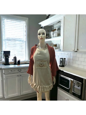 Sister Home Design Arı Gucci Model , Fırfırlı, Buldan Keten Mutfak Önlüğü
