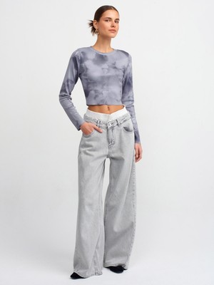 Dilvin 71451 Boxer Detaylı Gri Denim Pantolon-Gri