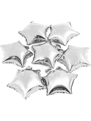 Kidspartim 10 Inç Mini Yıldız Folyo Balon Gümüş 5 Adet