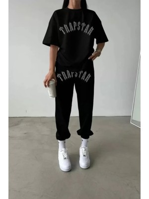 By Mino Unisex Taşlı T-Shirt ve Eşofman Takımı - Siyah