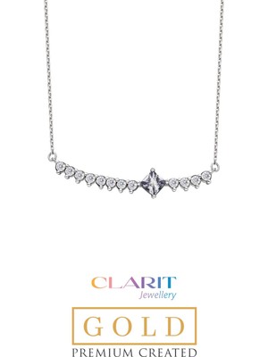 So CHIC Created Alexandrite Taşlı Clarit Jewellery 14 Ayar Beyaz Altın Kolye