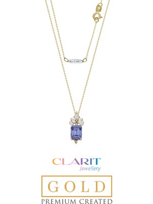 So CHIC Created Alexandrite Taşlı Clarit Serisi 14 Ayar Sarı Altın Kolye