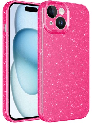 iPhone 15 - Uyumlu Kamera Korumalı Simli Lüks Gkm Koton Kapak-Pembe Koyu